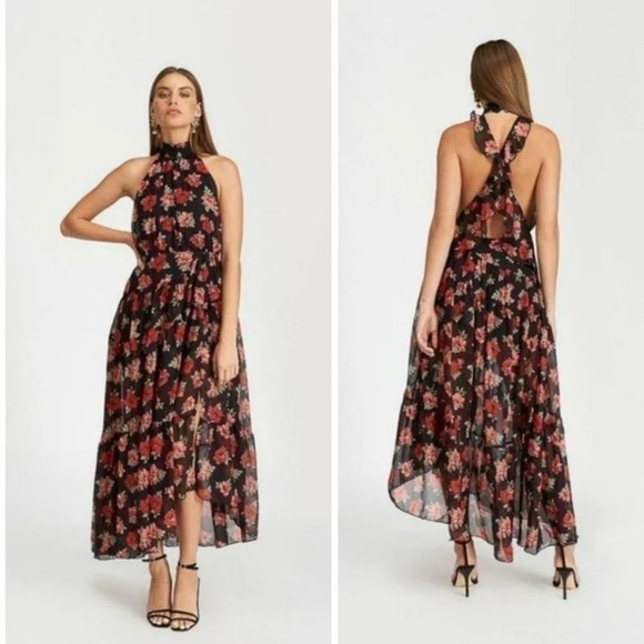 Lulu's Liberty Maxi Dress Red Rose Size Small - Picture 1 of 9